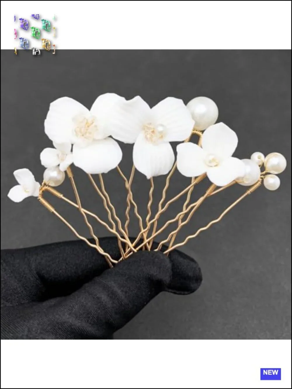 7 Pcs Elegant Handmade Ceramic Flower Pearl Hair Pins for Wedding
